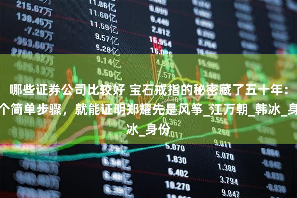 哪些证券公司比较好 宝石戒指的秘密藏了五十年：一个简单步骤，就能证明郑耀先是风筝_江万朝_韩冰_身份